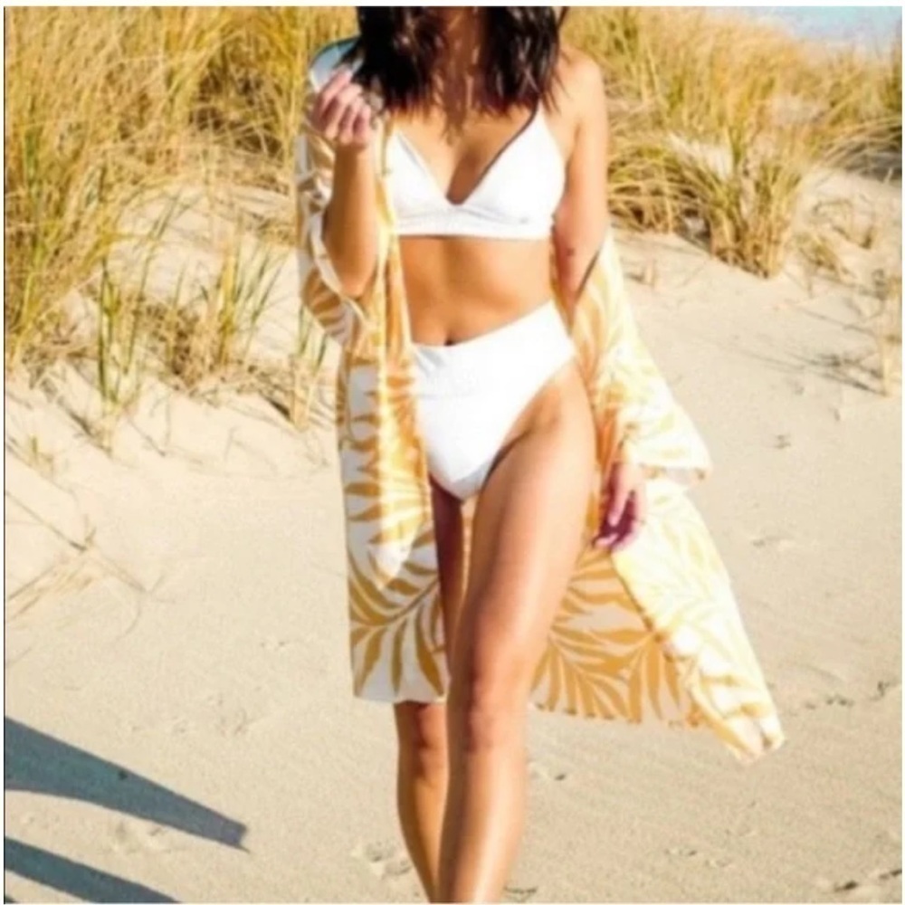 MAISON Du Soir Magnolia Palm Leaf Print Swimsuit Coverup M/L